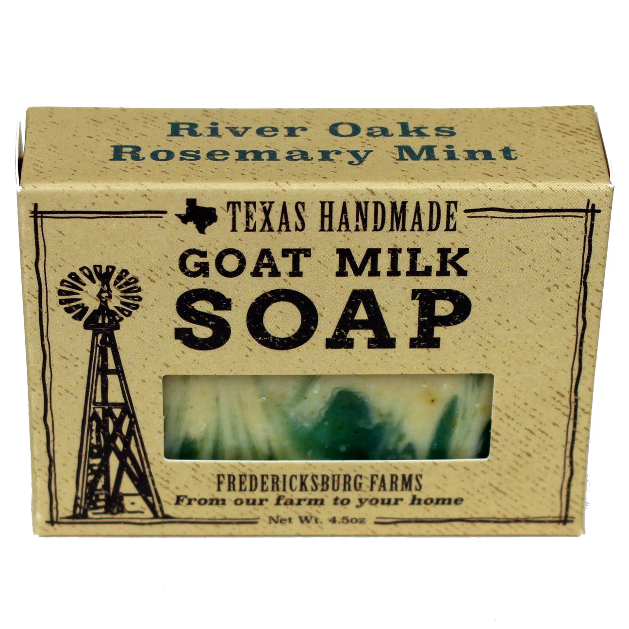 River Oaks Rosemary Mint Goat Milk Soap - Fredericksburg Farms
Fredericksburg Farms
River Oaks Rosemary Mint Goat Milk Soap