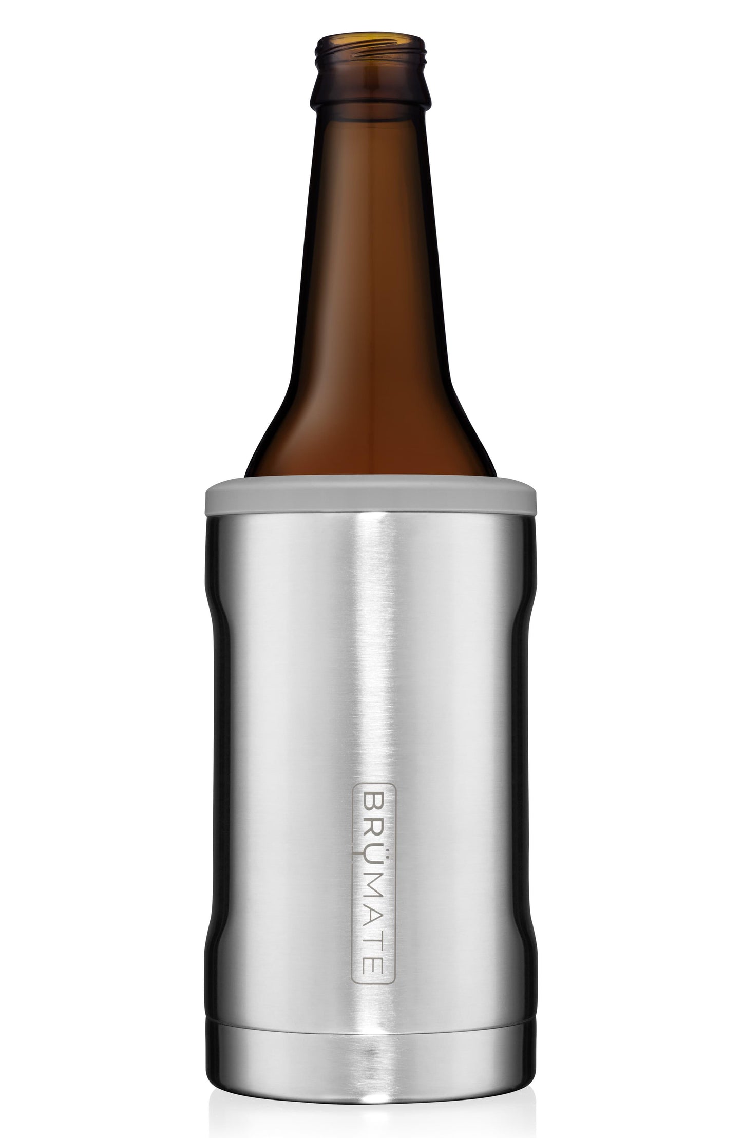 Brü̈Mate Hopsulator Bott'L Insulated Bottle Cooler for Standard 12oz Glass Bottles | Glass Bottle Coozie Insulated Stainless Steel Drink Holder for Beer and Soda (Stainless)