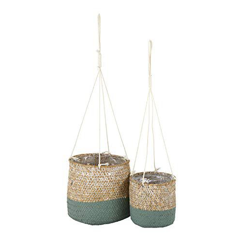 Creative Brands 47th & Main Seagrass Hanging Basket Set, Medium, Green & Natural