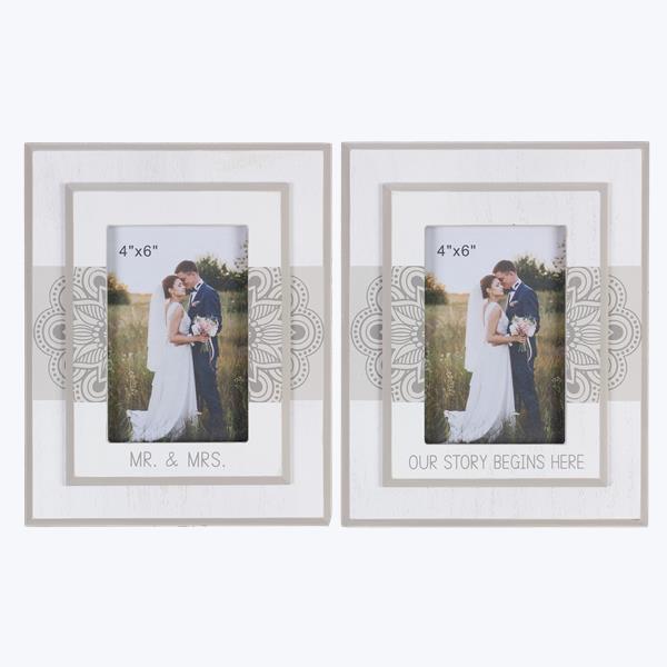 21707 4 x 6 in. Wood Love Wedding Picture Frames, Assorted Style