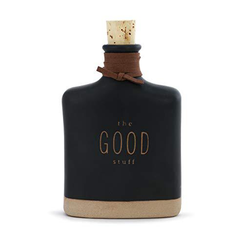 The Good Stuff Midnight Black 16 Ounce Ceramic Stoneware Alcohol Flask