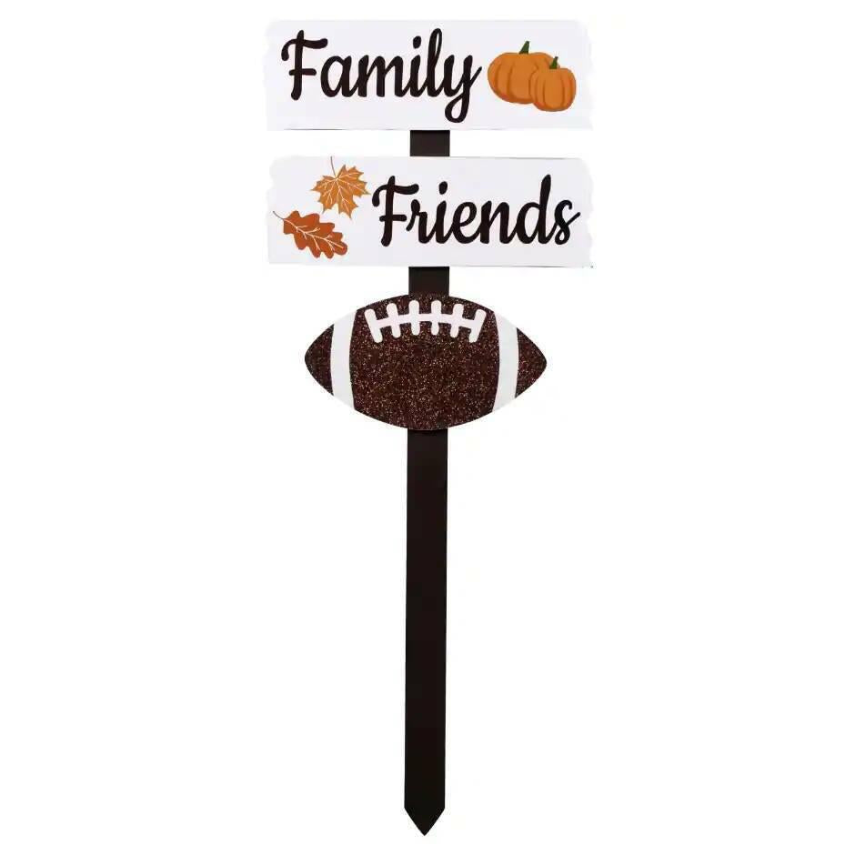 Family Friends and Football Garden Stake Sign Approx