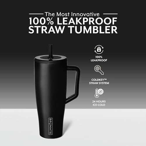 BrüMate Era 40 oz Tumbler with Handle and Straw | 100% Leakproof Insulated Tumbler with Lid and Straw | Made of Stainless Steel | Cup Holder Friendly Base | 40oz (Dune)