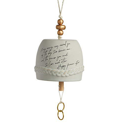 DemDACO Wedding Classic White 7 x 3.5 Ceramic Stoneware Decorative Inspired Bell