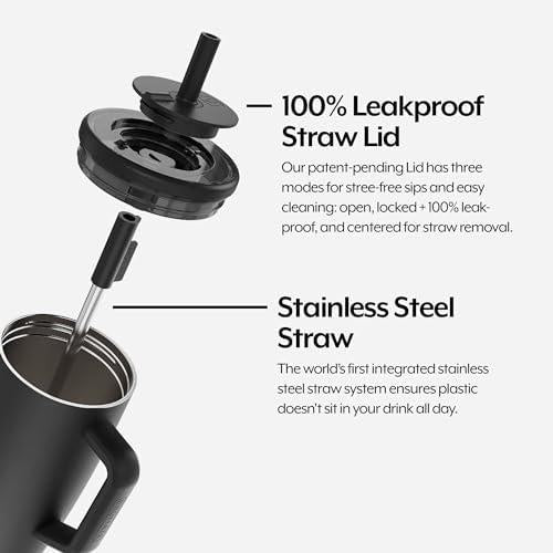 Brü̈Mate Era 40 oz Tumbler with Handle and Straw | 100% Leakproof Insulated Tumbler with Lid and Straw | Made of Stainless Steel | Cup Holder Friendly Base | 40oz (Sage)