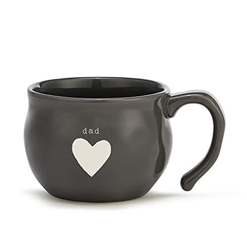 Demdac Dad Heart Dark Gray and Cream 16 Ounce Stoneware Handled Soup Mug Bowl