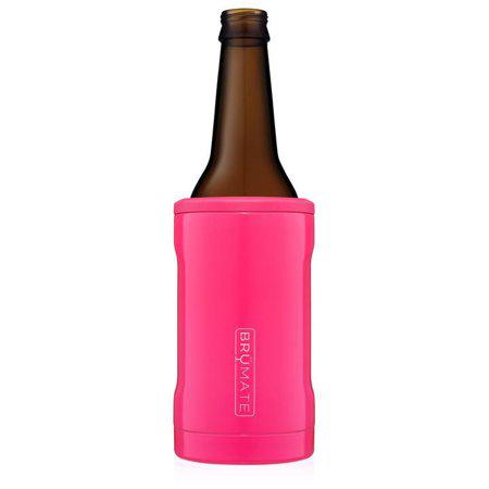 Brü̈Mate Hopsulator Bott'L Insulated Bottle Cooler for Standard 12oz Glass Bottles | Glass Bottle Coozie Insulated Stainless Steel Drink Holder for Beer and Soda (Neon Pink)