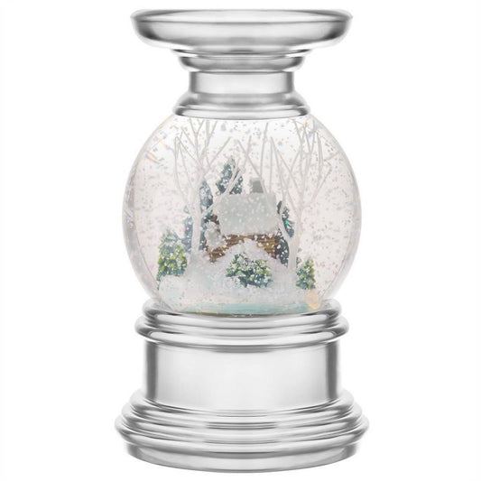 Snow Burst LED Christmas Snow Globe Candle Holder Log Cabin Decorative Holiday Scene Props