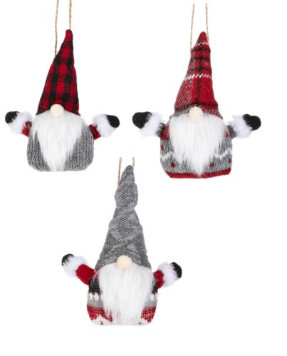 Ganz H1 Christmas Holiday 5.5" H Stuffed Gnome Ornament 3pc Set Ex30170
