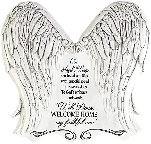 Dicksons Angel ' S Wings Bereavement White 7.5 x 7.5 Resin Outdoor Decorative Stepping Stone