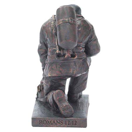 Praying Firefighter 5 Inch Gray Resin Stone Table Top Figurine